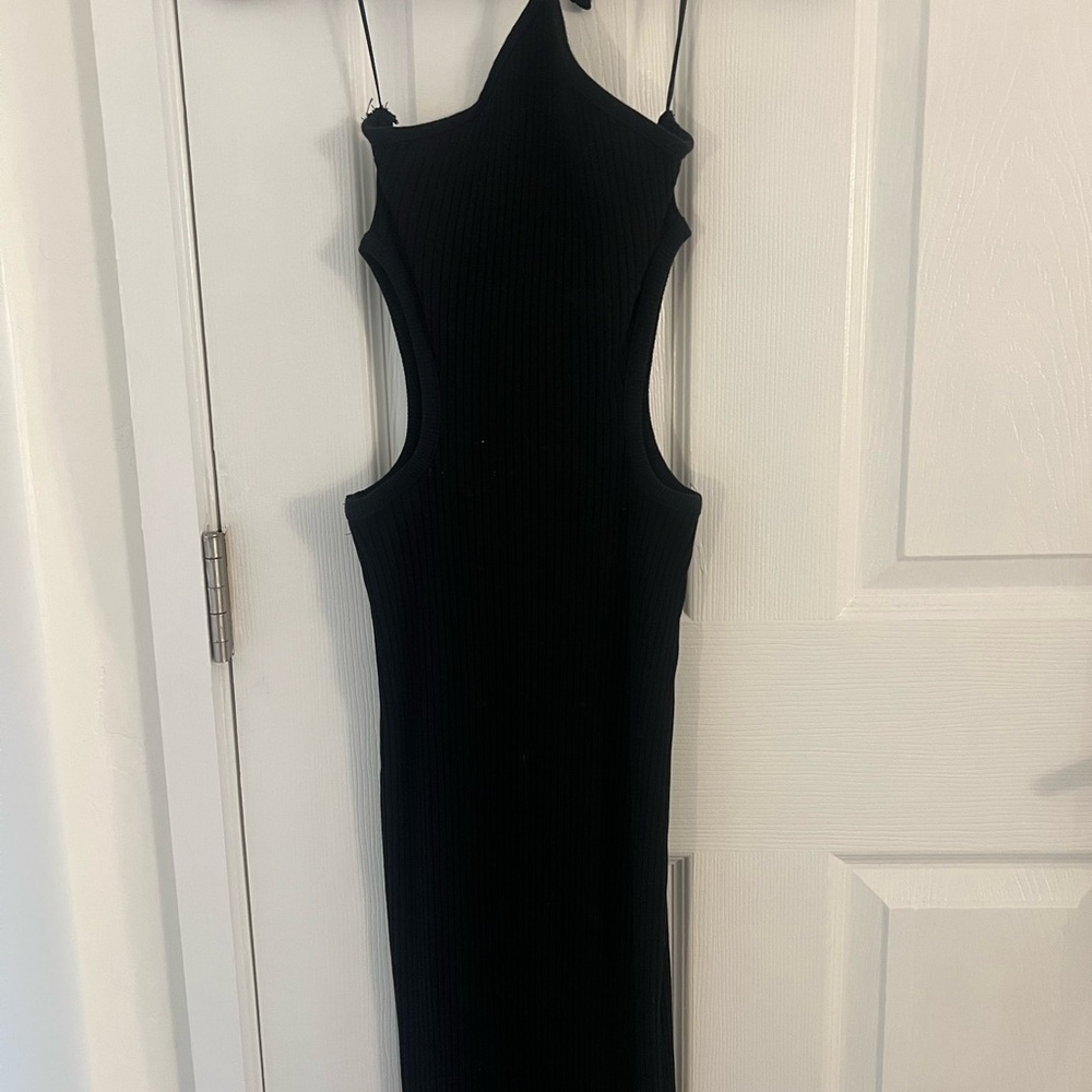 Black Halter Dress with Side Cutouts